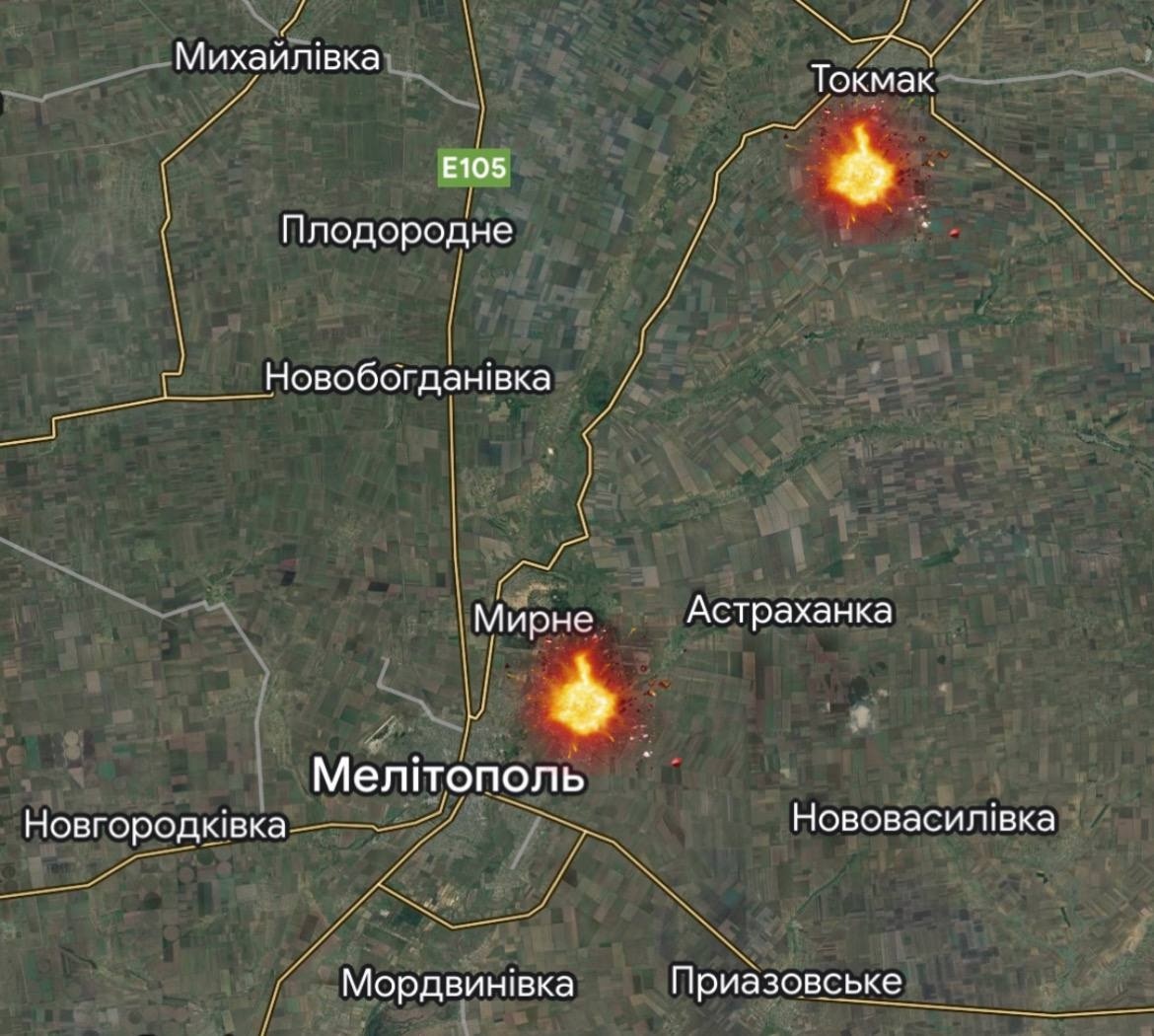 У Мирному Мелітопольського району і Токмаці пролунали вибухи, 7 червня